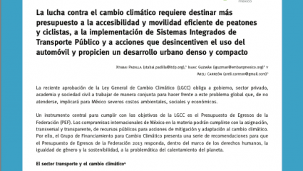 Presentación y propuesta de transporte del Grupo de financiamiento para cambio climático